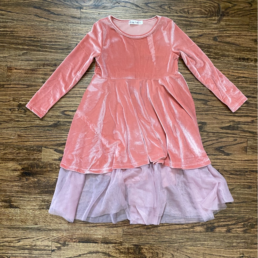 NWOT girls pink velvet and tulle holiday dress - size 6
